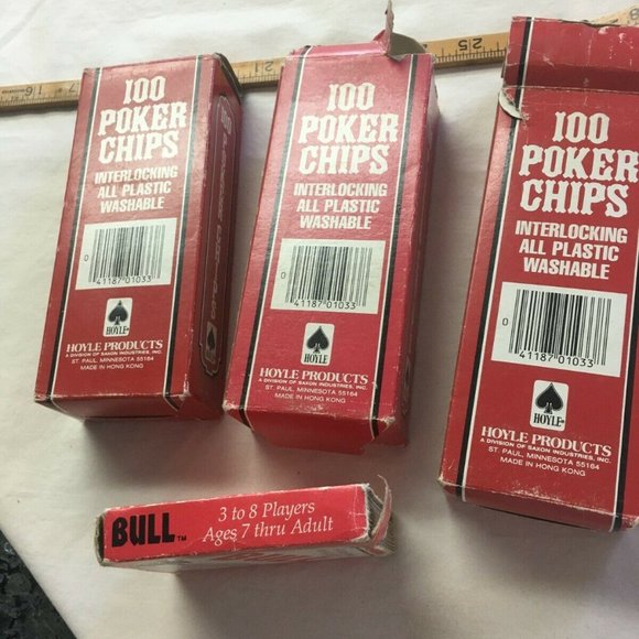 #ZX4 Lot of 3 boxes of Hoyle 100 Ct Poker Chips Set Red White Blue Poker Chips - Picture 5 of 6